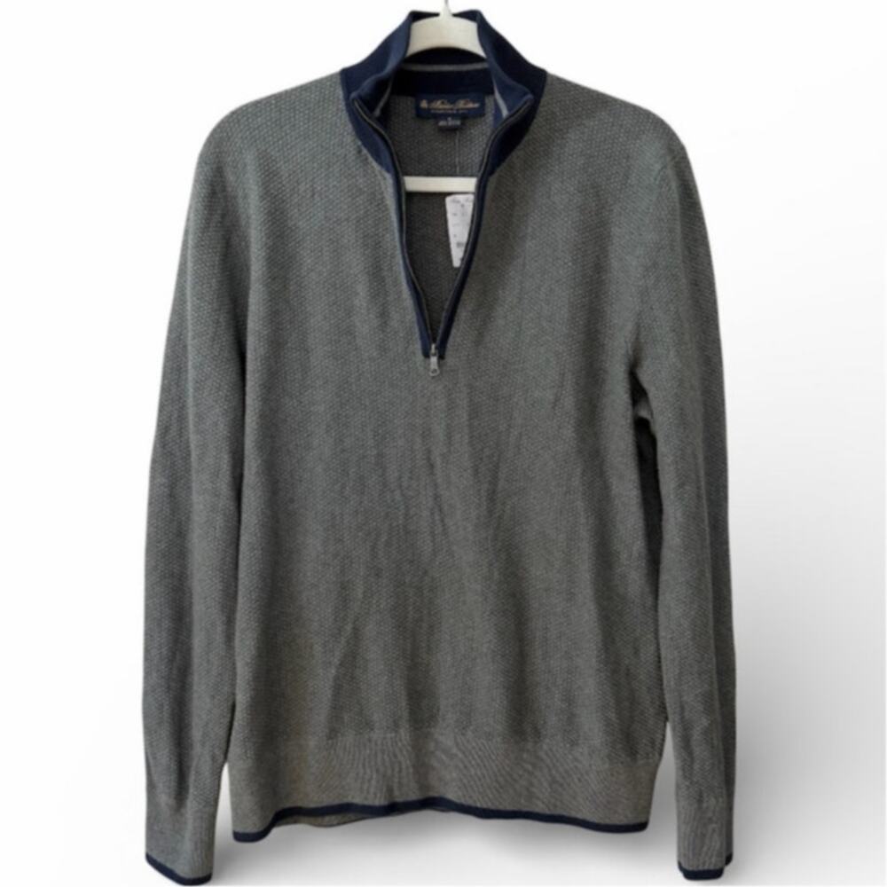 Brooks Brothers Gray Pullover Sweater Men’s Medium 1/4 Zip Textured